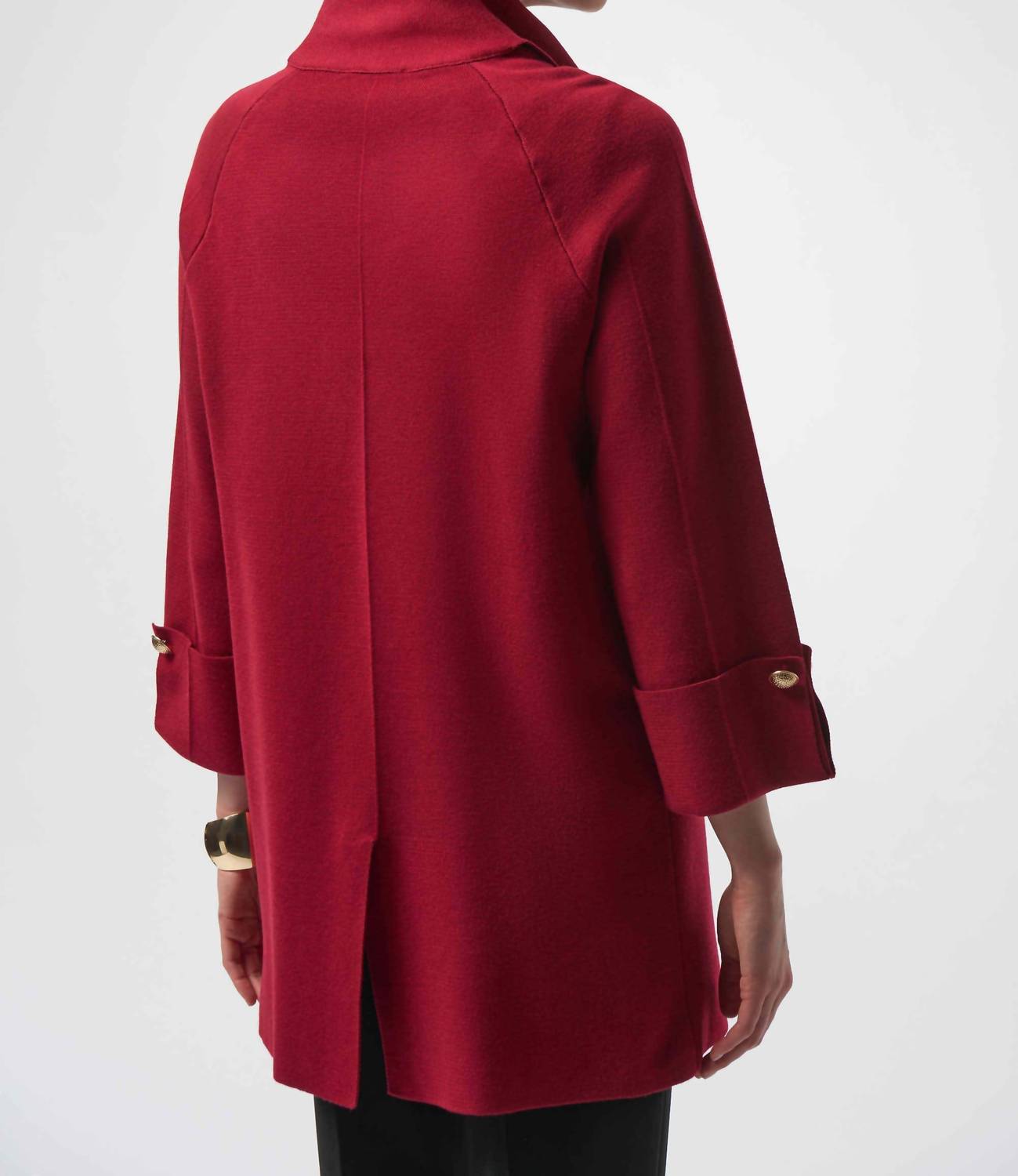 Joseph Ribkoff - Sweater Knit Coat With Overlap Collar