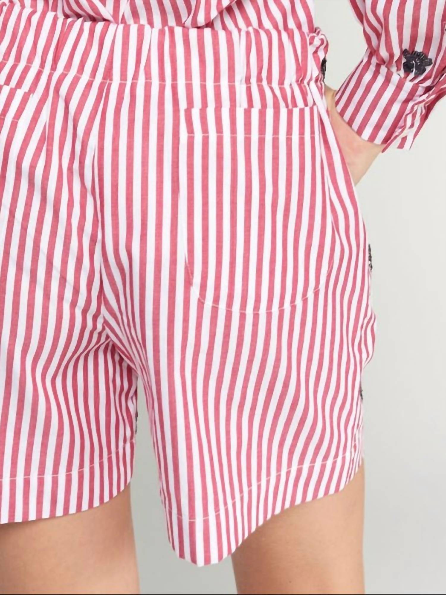 Vilagallo Striped Flower And Sequin Shorts in raya roja - women's shorts - alternate view