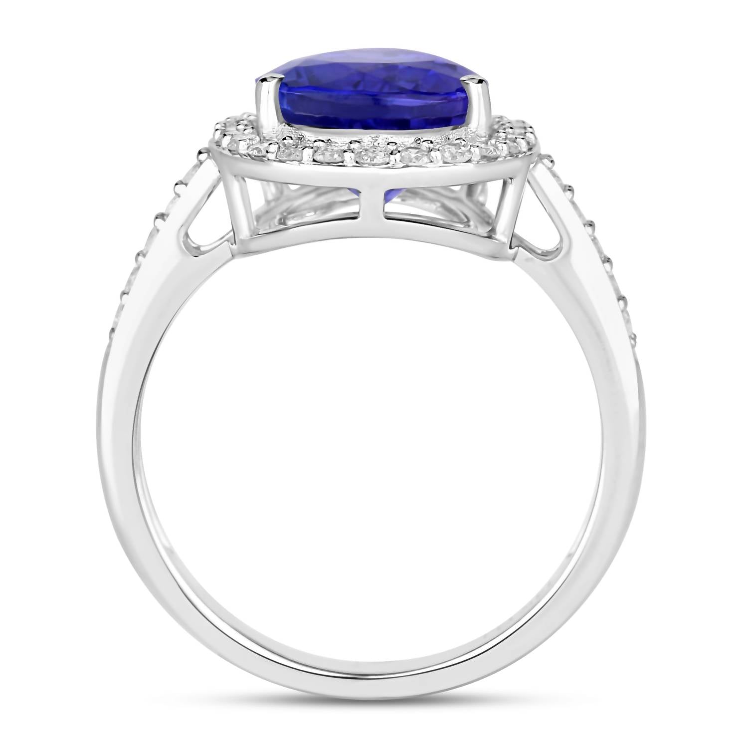 Diana M Jewels Women's Pear Natural Tanzanite Fashion Ring (4.46 Ct) - Statement in 14k white gold - women's jewelry - detail view