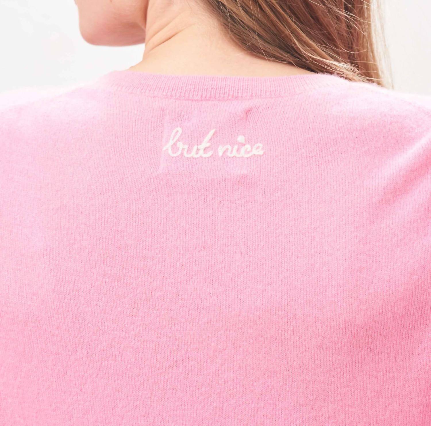 Jumper1234 Cashmere Naughty Crew Sweater in candy - women's sweater - detail view