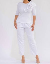 Karen T Design Pull-on Wide Leg Pants in white - women's pants - view 4