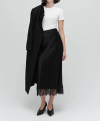 Favorite Daughter Lacy Favorite Satin Midi Skirt in black - women's skirt