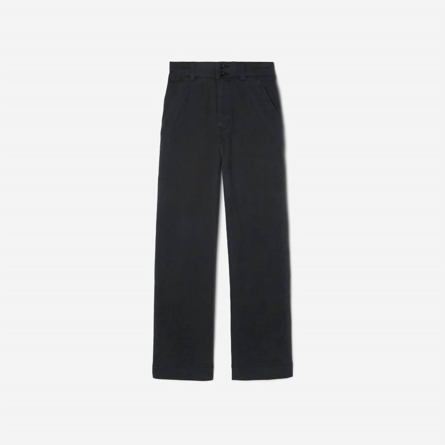 Everlane Women's The Organic Cotton Twill Wide Leg Pants in black - women's pants - view 4