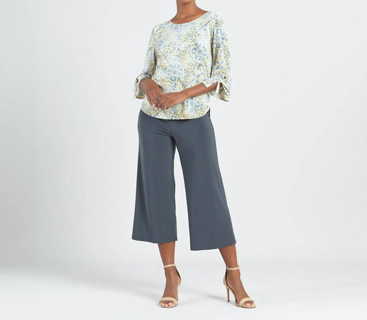 Clara Sunwoo - Textured Tie Cuff Curved Hem Top