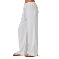 Bella Dahl Women's Embroidery Wide Leg Pant in white - women's pants - detail view