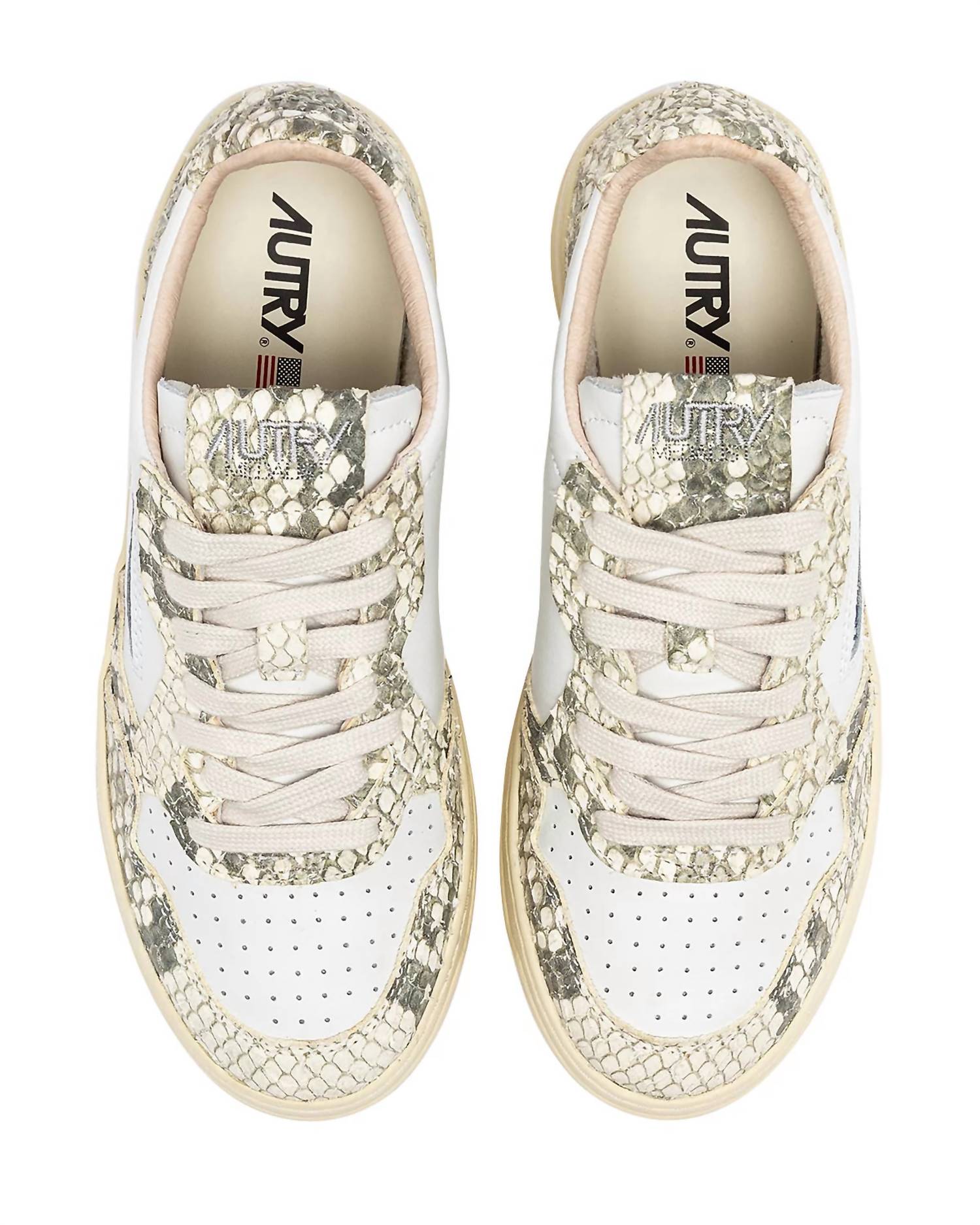 AUTRY Women's Medalist Low Sneaker in white diamond - women's sneaker - detail view