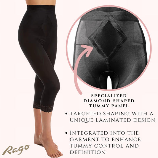 Rago - High Waist Capri Pant Liner With Tummy Control Satin Panel