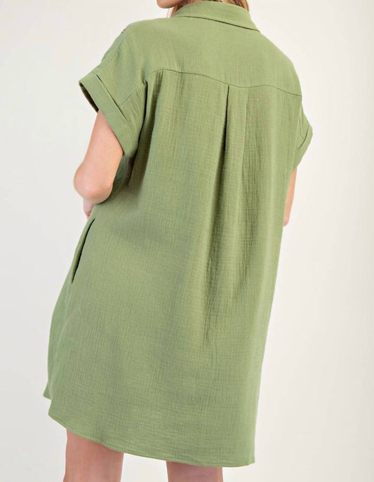 Easel - Embroidered Mini Shirt Dress