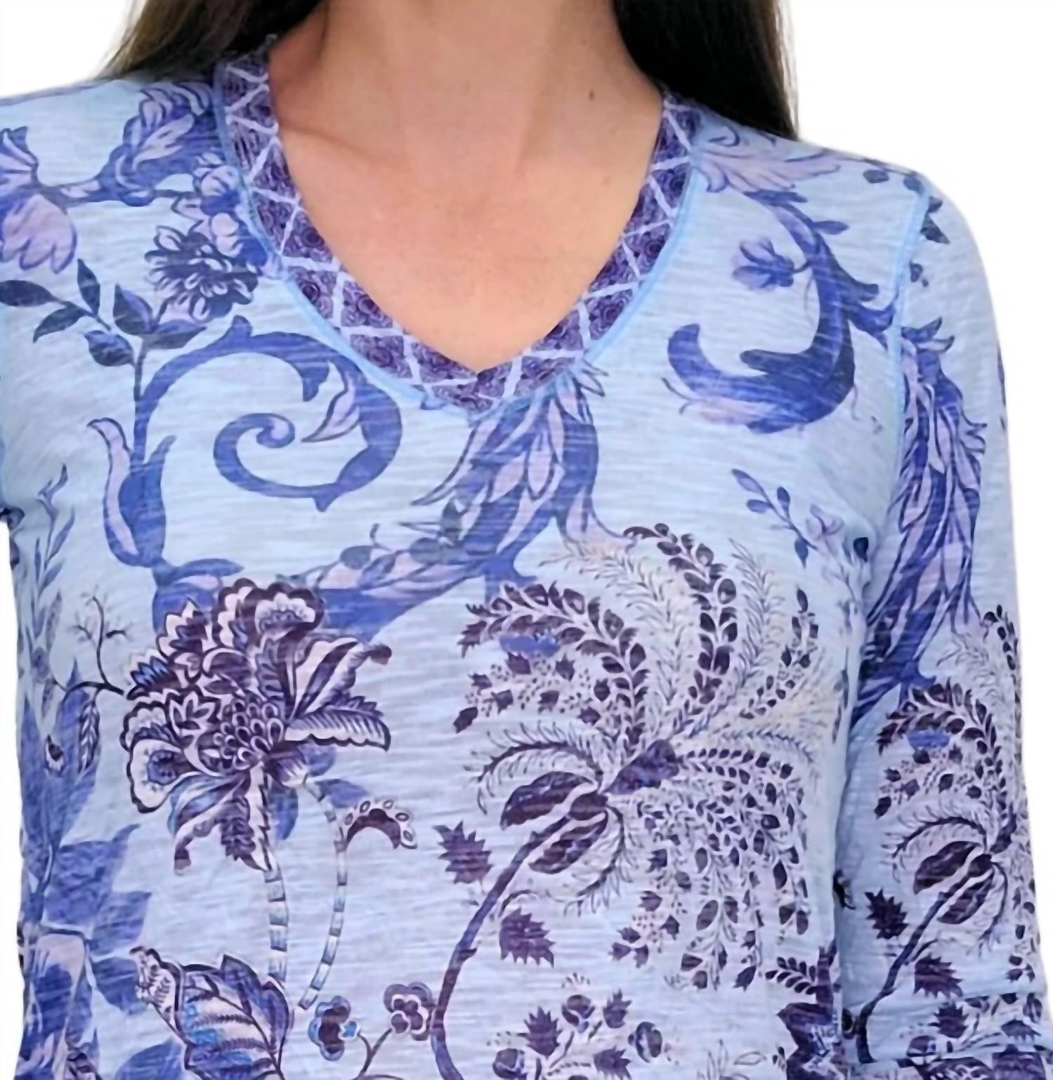 David Cline - Wind Print V-neck Top