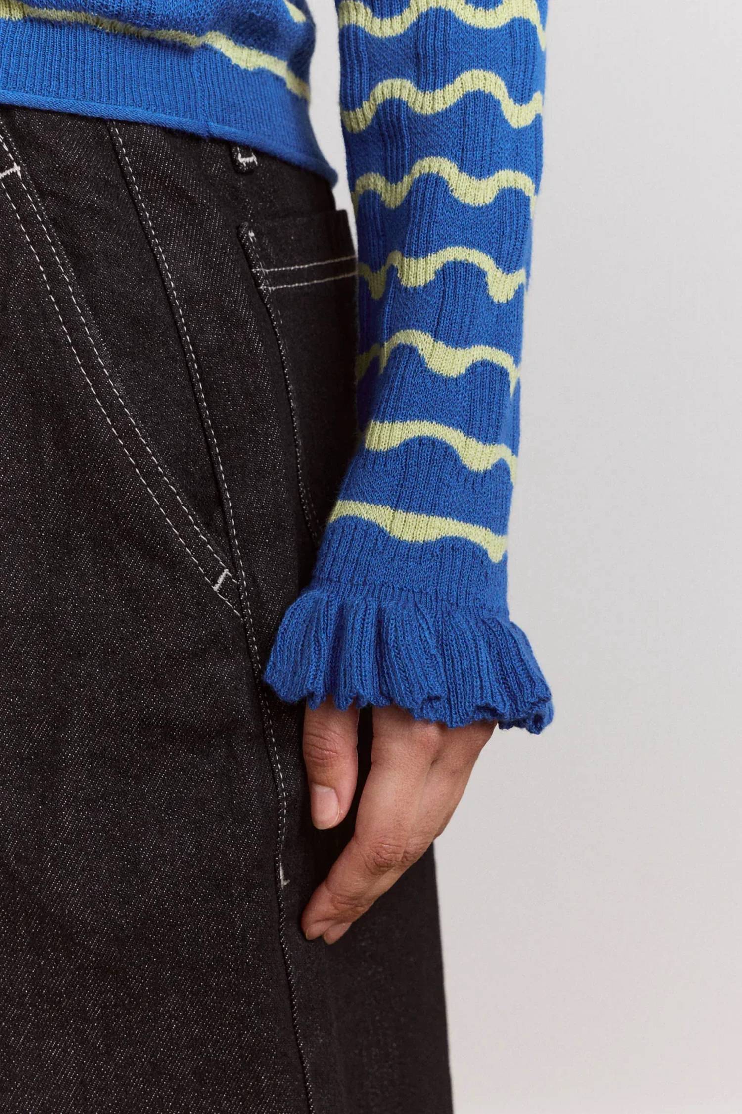 Damson Madder - Silvia Knitted Stripe Polo Sweater