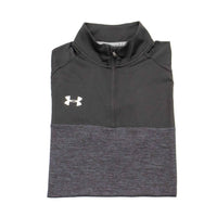 UNDER ARMOUR Men's Locker Jacquard Quarter Zip Shirt Top in black - men's long sleeve top - detail view