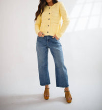 DEAR JOHN DENIM Cambria Old Money Cardigan in pale banana - women's cardigan - detail view