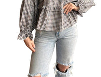 Hem & Thread - Carol Ruffled Plaid Print Top