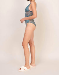Oh!Zuza See Through Lace Bodysuit in blue - women's shirt - alternate view