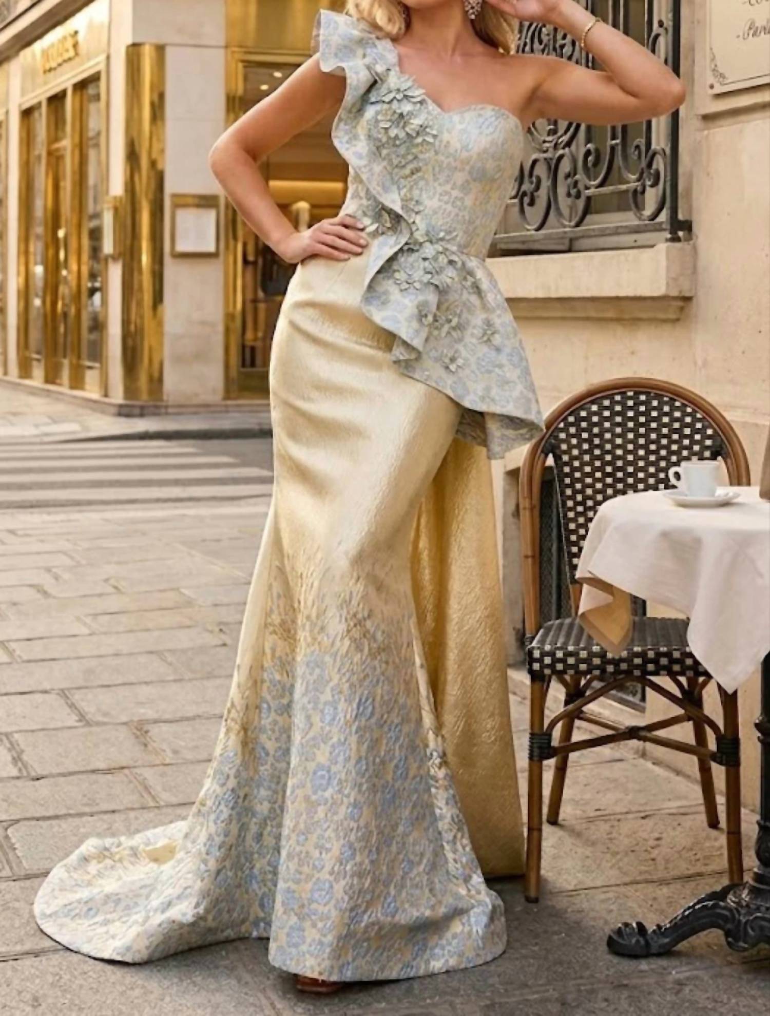 Terani Couture - Elegant Sophisticated Evening Prom Long Formal Jacquard Dress