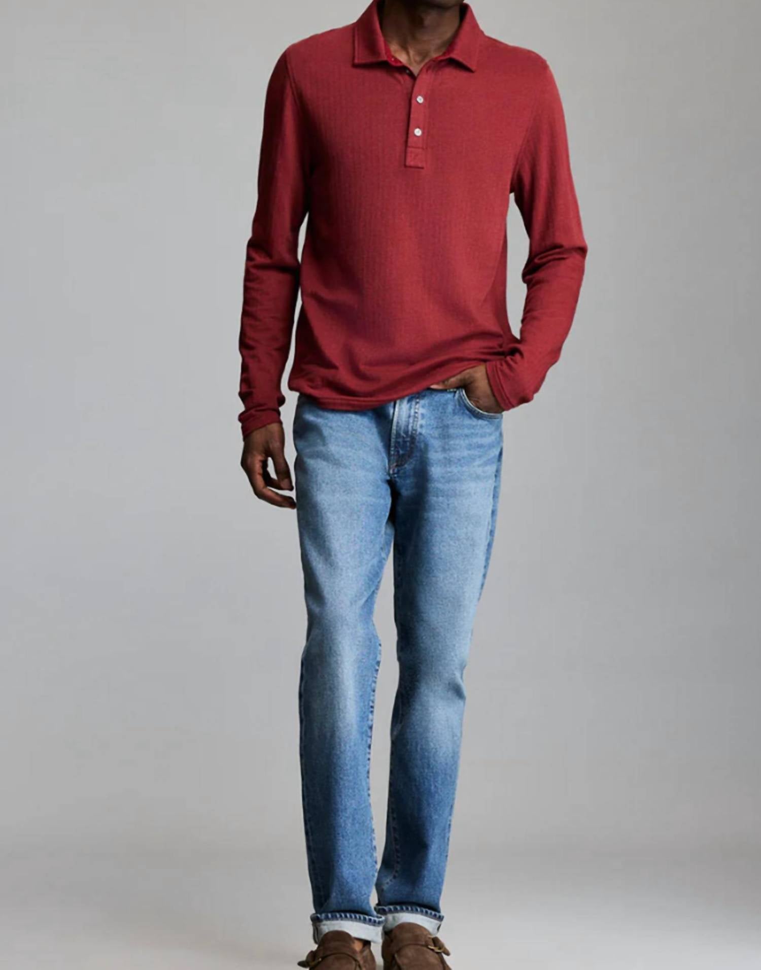 Billy Reid - Herringbone Long Sleeve Polo