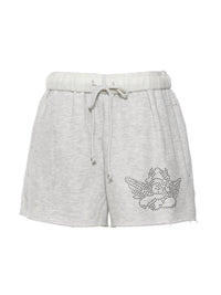 BOYS LIE 1-800 Rhinestone Graphic Basic Short in grey - women's shorts - view 5