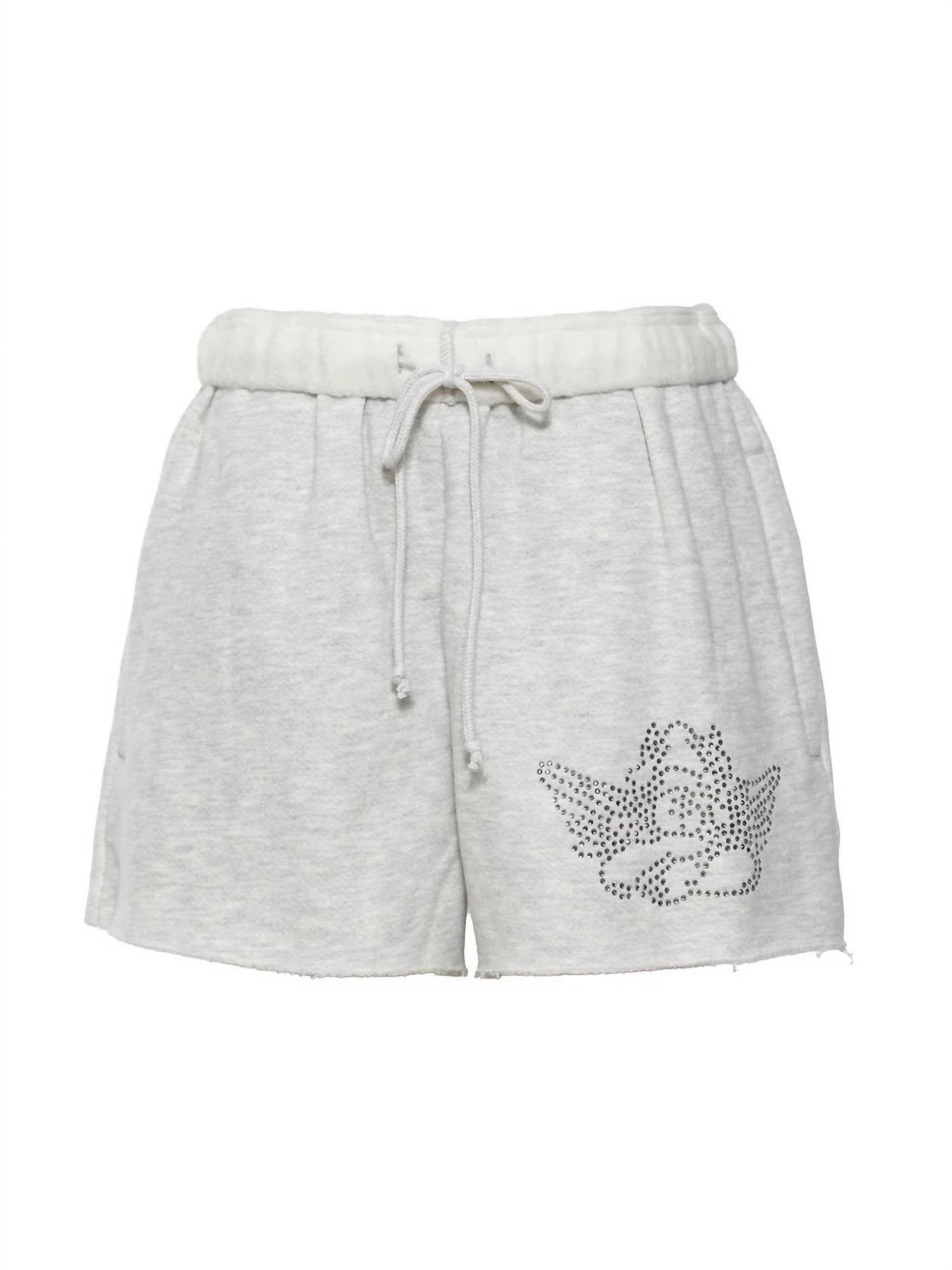 BOYS LIE 1-800 Rhinestone Graphic Basic Short in grey - women's shorts - view 5