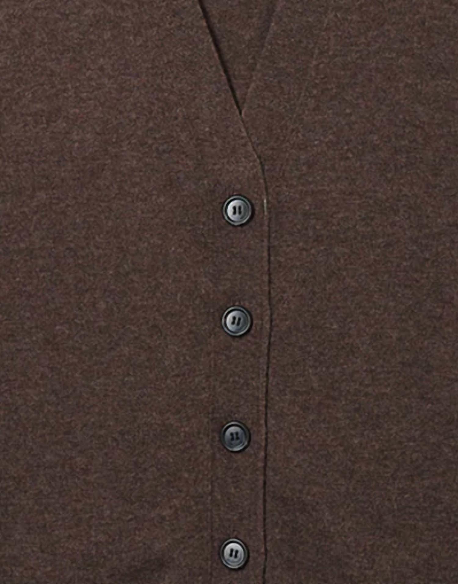 Jumper1234 Women's Grosgrain Cardigan in umber brown - women's cardigan - detail view