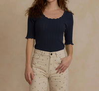 Rylee + Cru - Scallop Pointelle Knit Tee