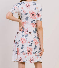 Hello Miz - Floral Print Tie Waist Wrap Dress