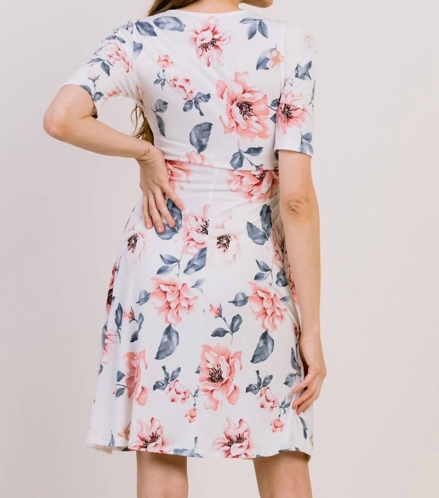 Hello Miz - Floral Print Tie Waist Wrap Dress