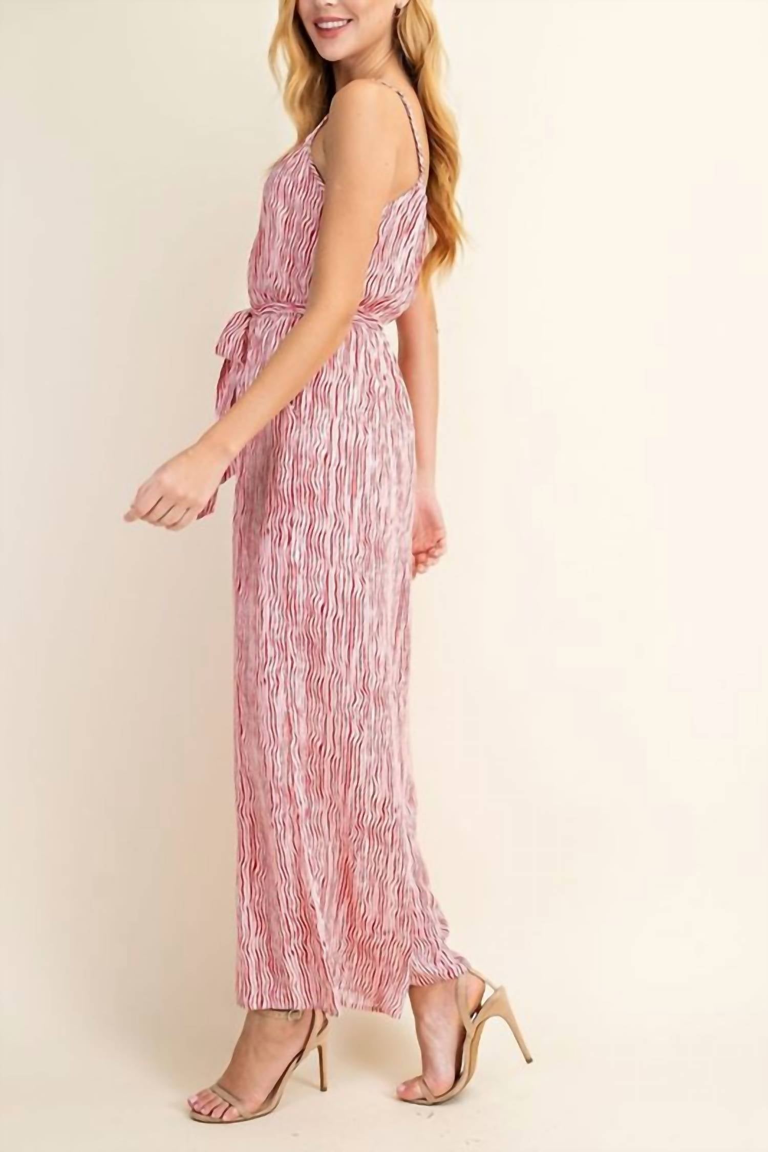Llove - Wavy Stripe Jumpsuit