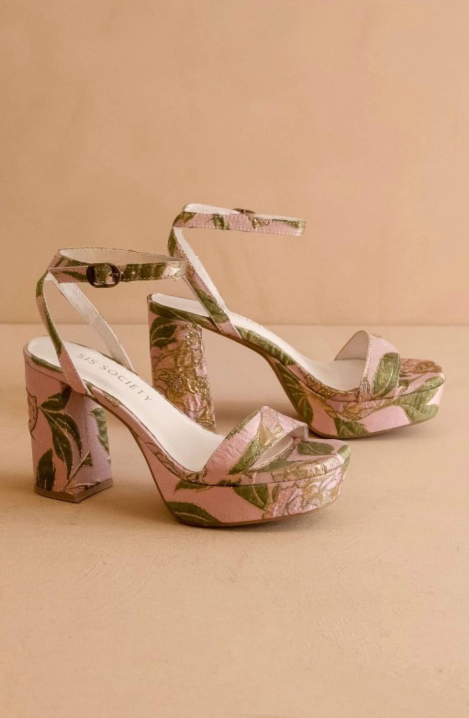 OASIS SOCIETY Women's Olympia Raffia Platform Heel in rose garden - women's shoe