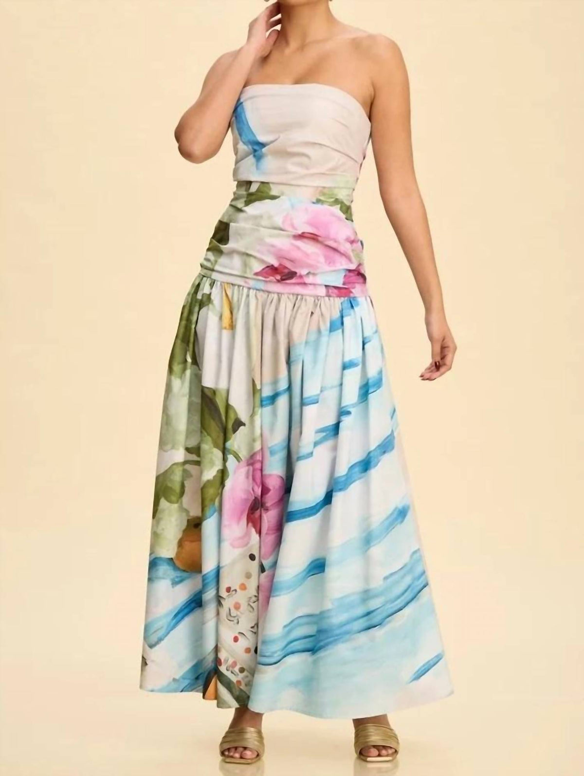 Eb Luxe - Floral Drop Waist Midi Dress
