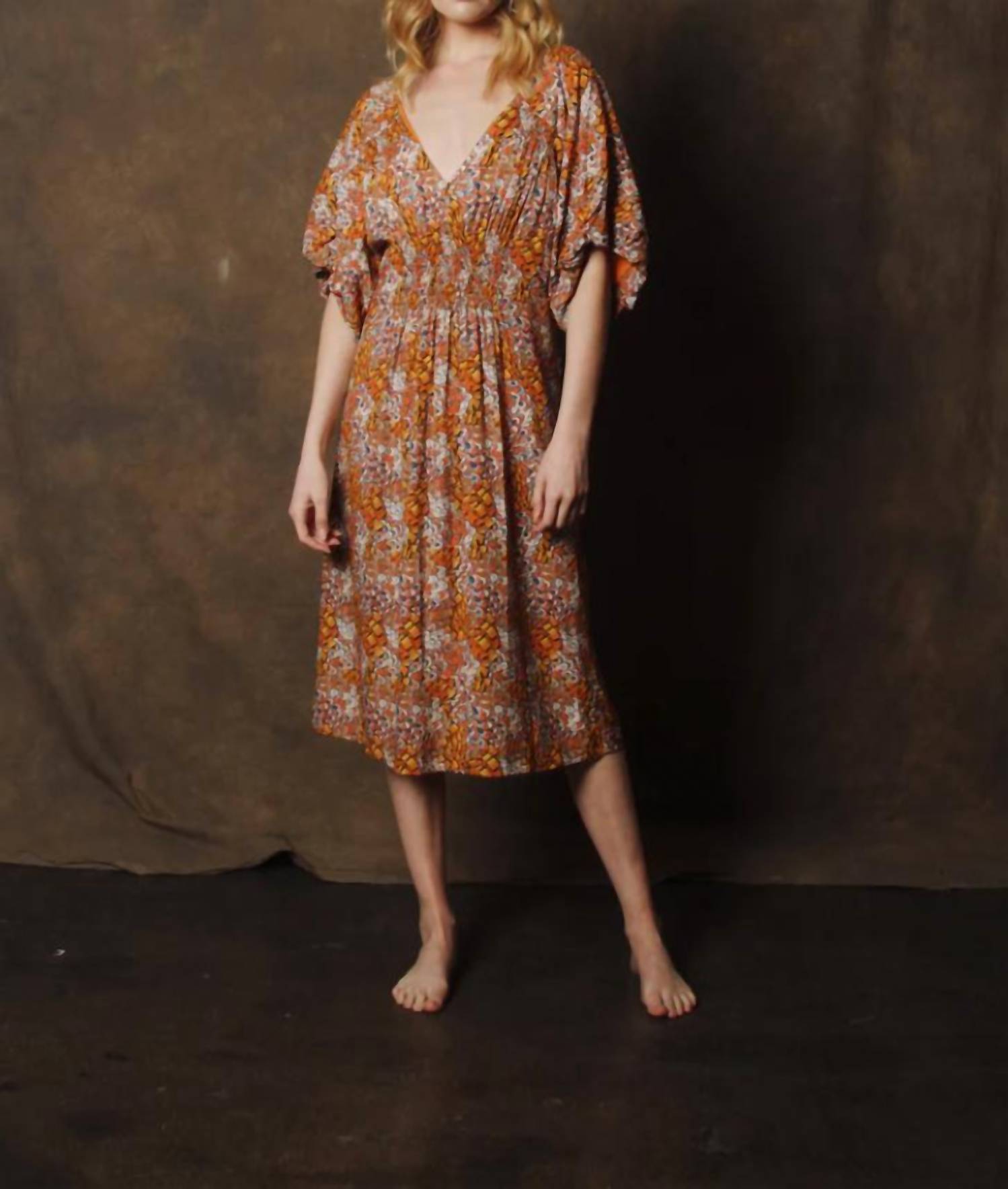 Rora - Pull On V-neck Midi Dress