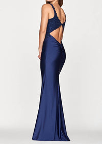 Faviana - Stretch Charmeuse Applique Dress