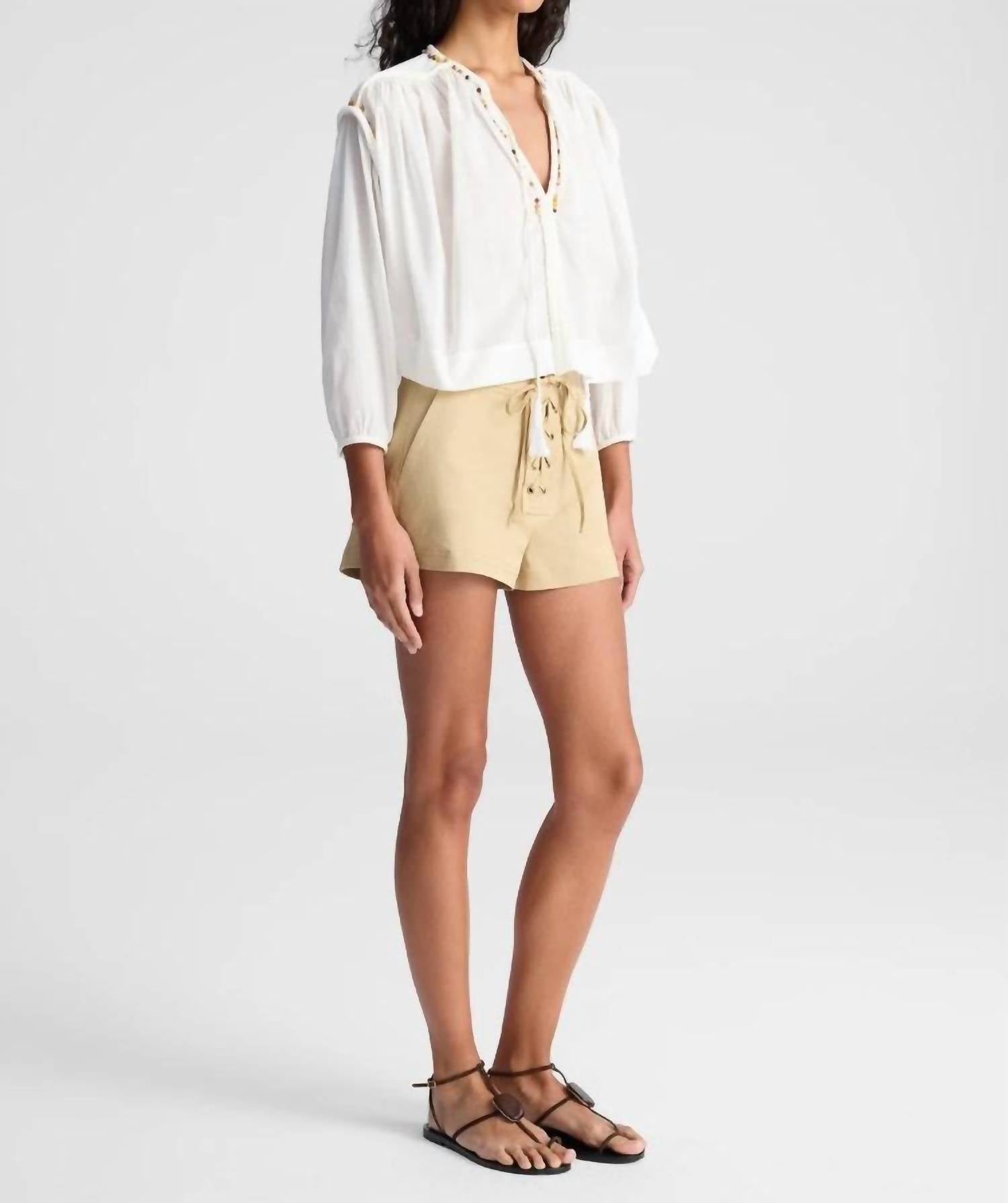 A.L.C. Jodie Cotton Top in white - women's blouse - detail view