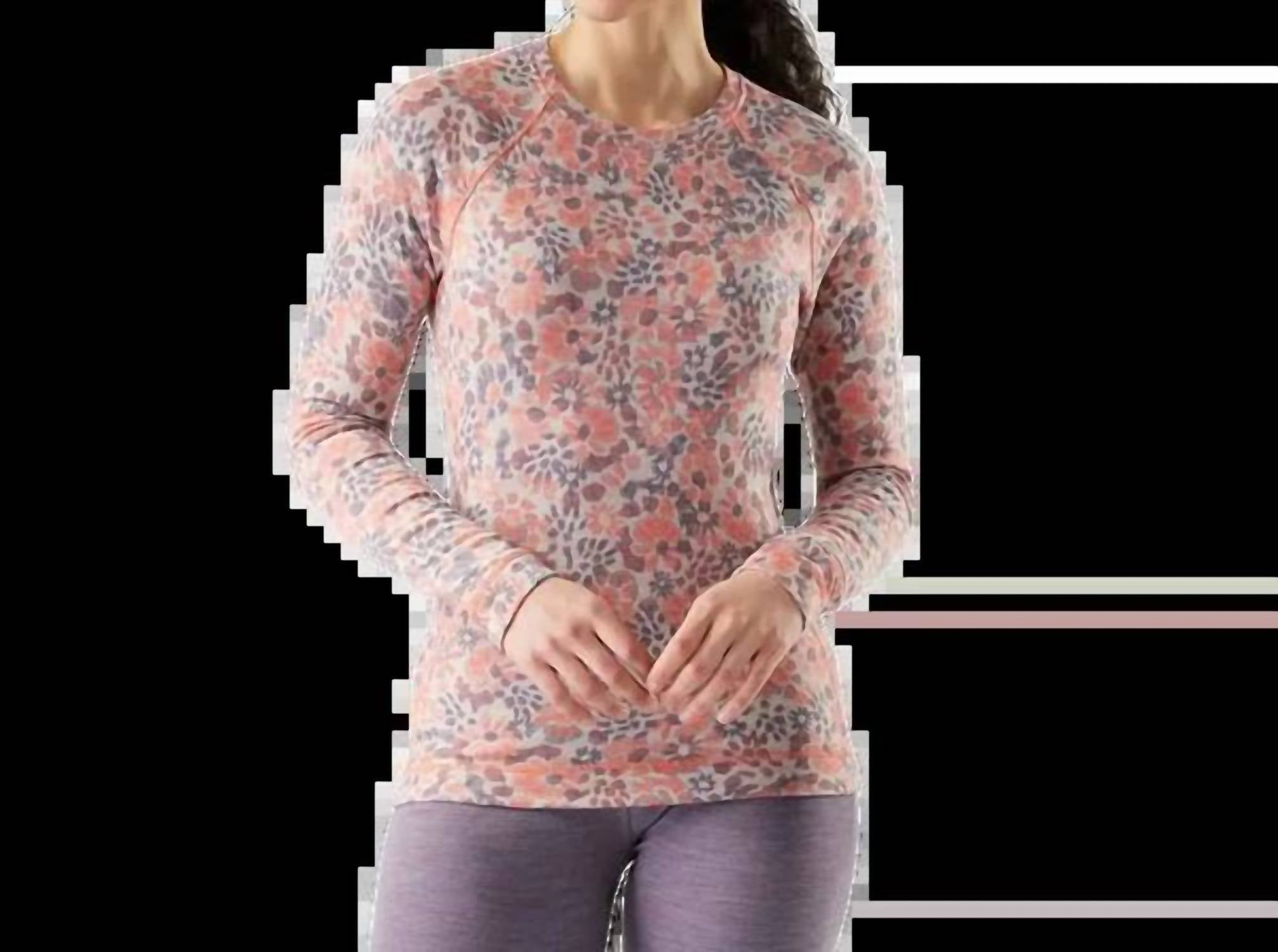Smartwool Classic Thermal Merino Base Layer Crew Top in coral reef floral - women's long sleeve top