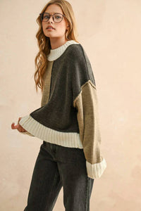 Miou Muse - Cozy Contrast Knit Sweater