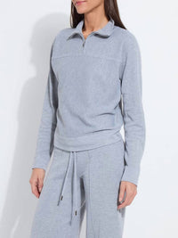 Lysse Viola Knit Lounge Sweatshirt Top in grey melange - women's top - detail view