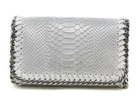 German Fuentes - Women's Snake Embossed & Chain Handbag