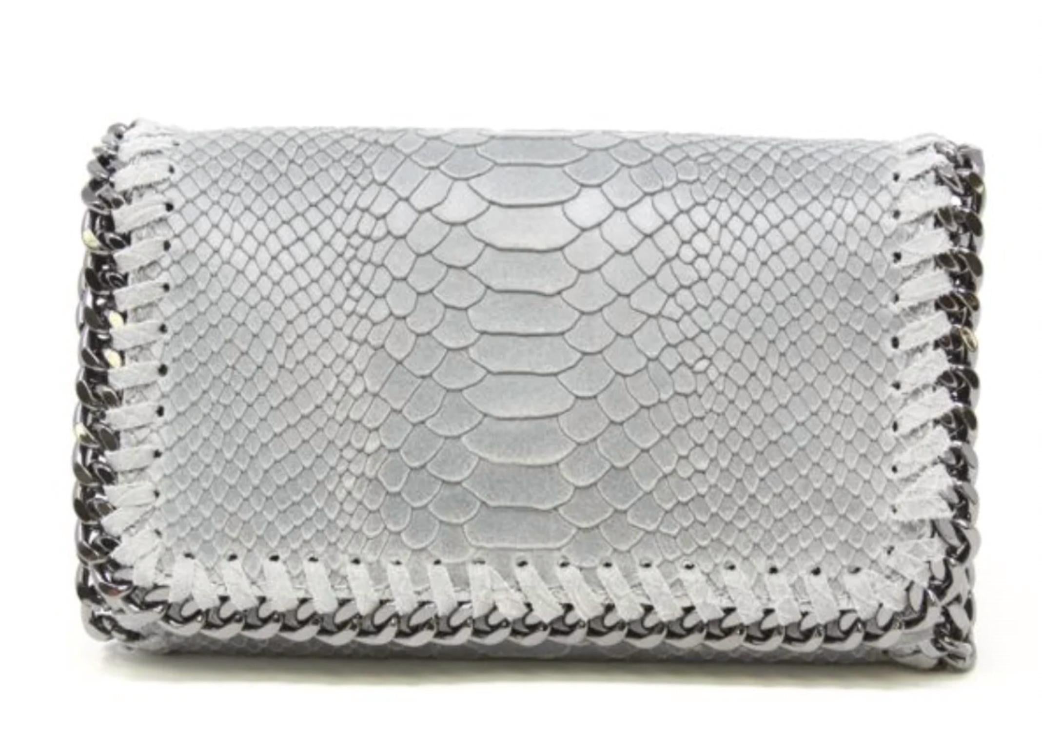 German Fuentes - Women's Snake Embossed & Chain Handbag
