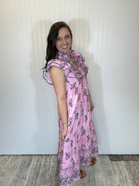 Umgee - Tiered Midi Dress With Ruffle Sleeve