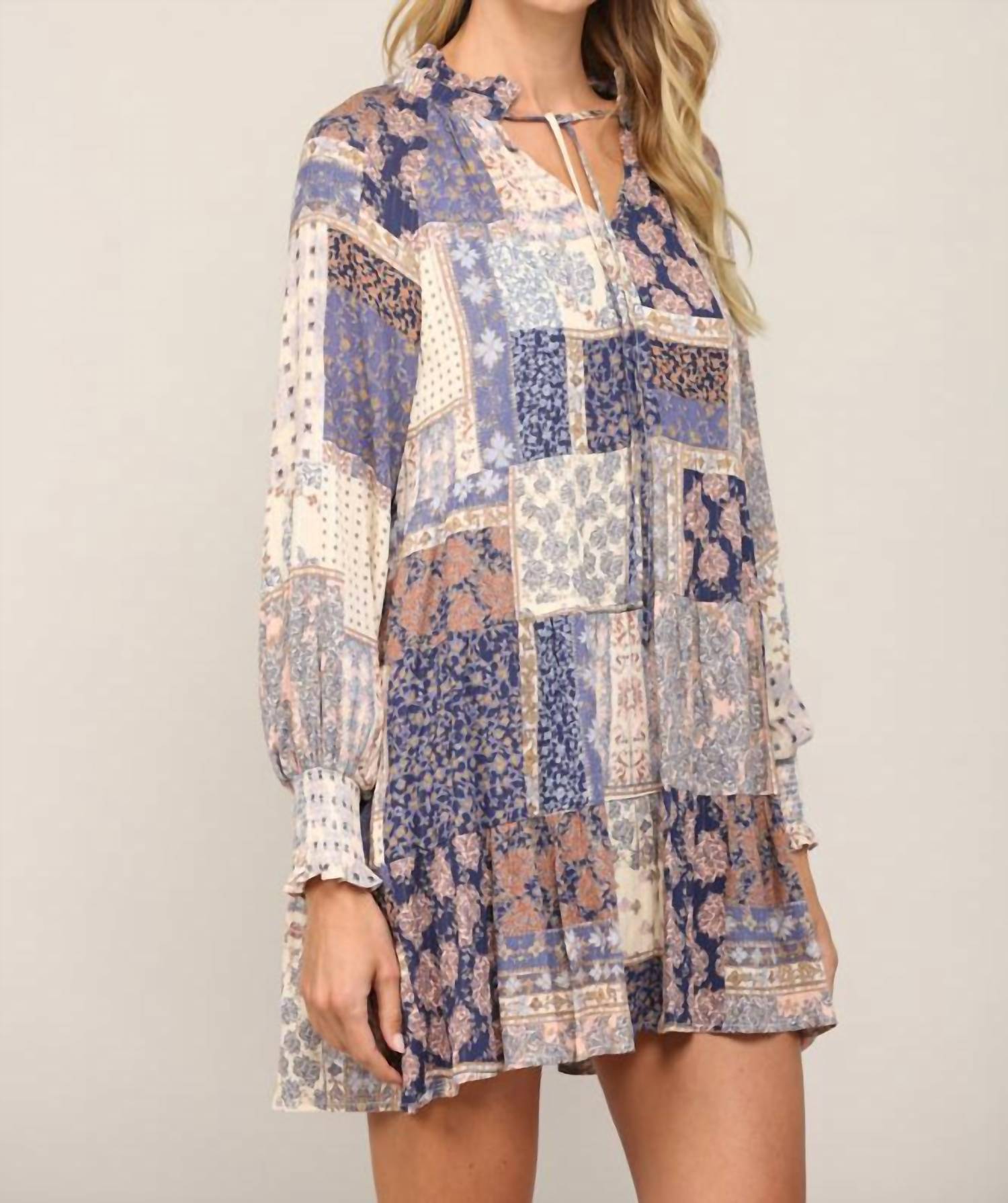 Fate - Patchwork Long Sleeve Dress