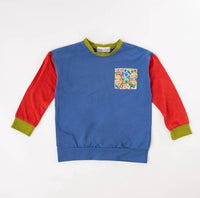 Thimble Collection - Girl's Wildflower Colorblock Modern Sweatshirt