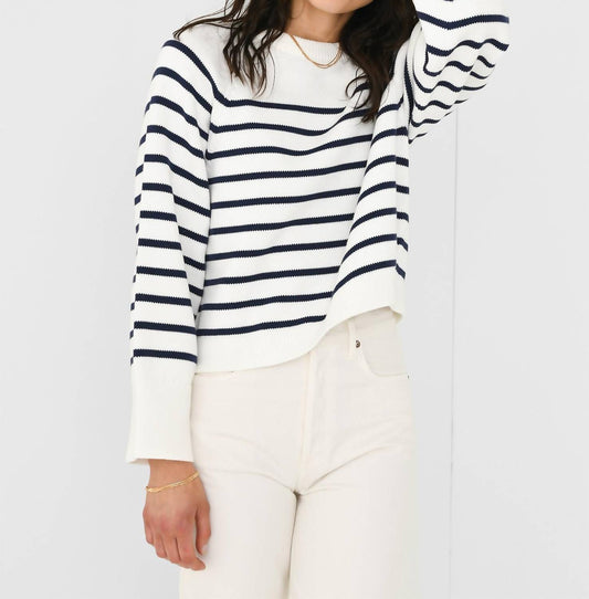 White + Warren - Organic Cotton Striped Raglan Sweater