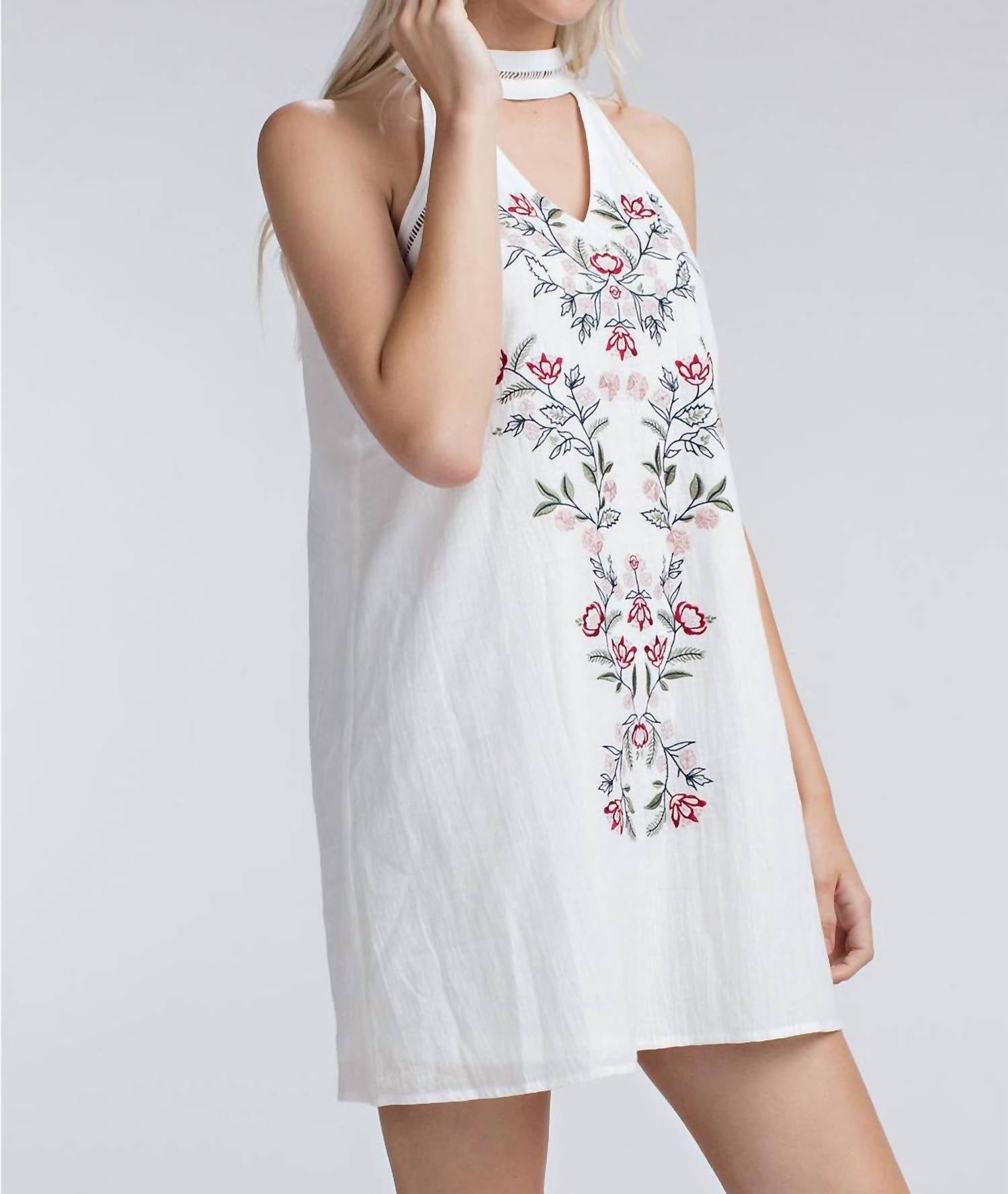 Honey Punch - Embroidered Halter Mini Dress
