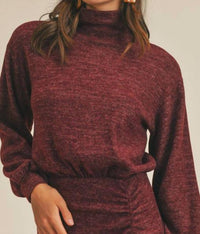 Lush - Mock Neck Cinched Knit Dress