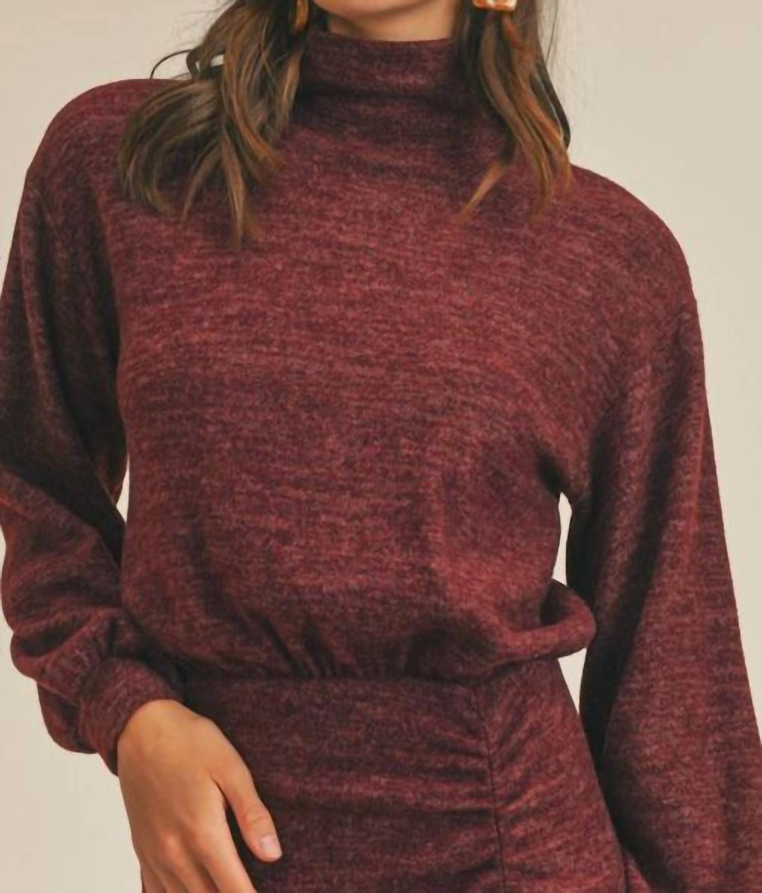 Lush - Mock Neck Cinched Knit Dress