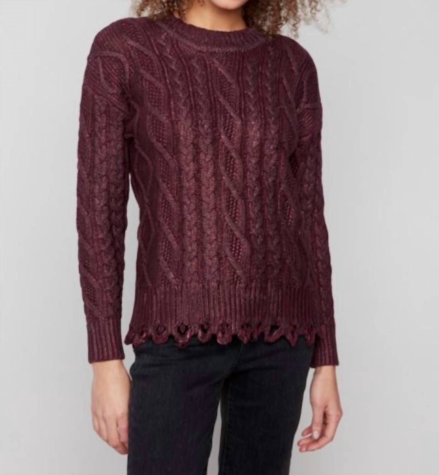 Charlie B - Metallic Cable Knit Sweater