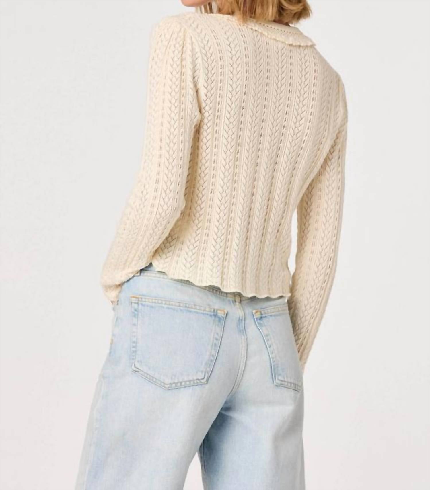 ASTR Fannie Cardigan in cream - women's cardigan - alternate view