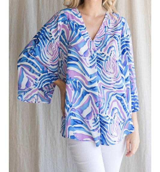 Three Quarter Waterfall Sleeves Blouse