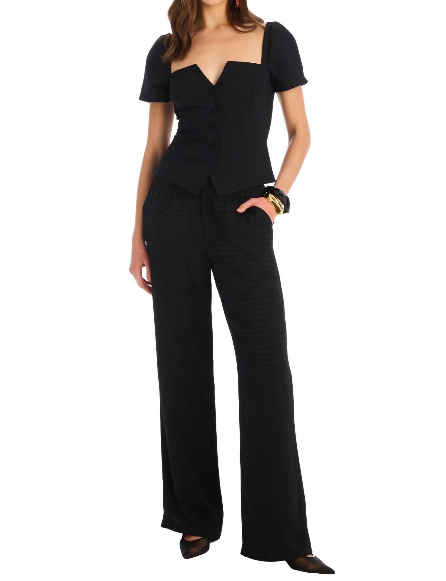 ALLISON NEW YORK BERNIE TOP in black - women's blouse