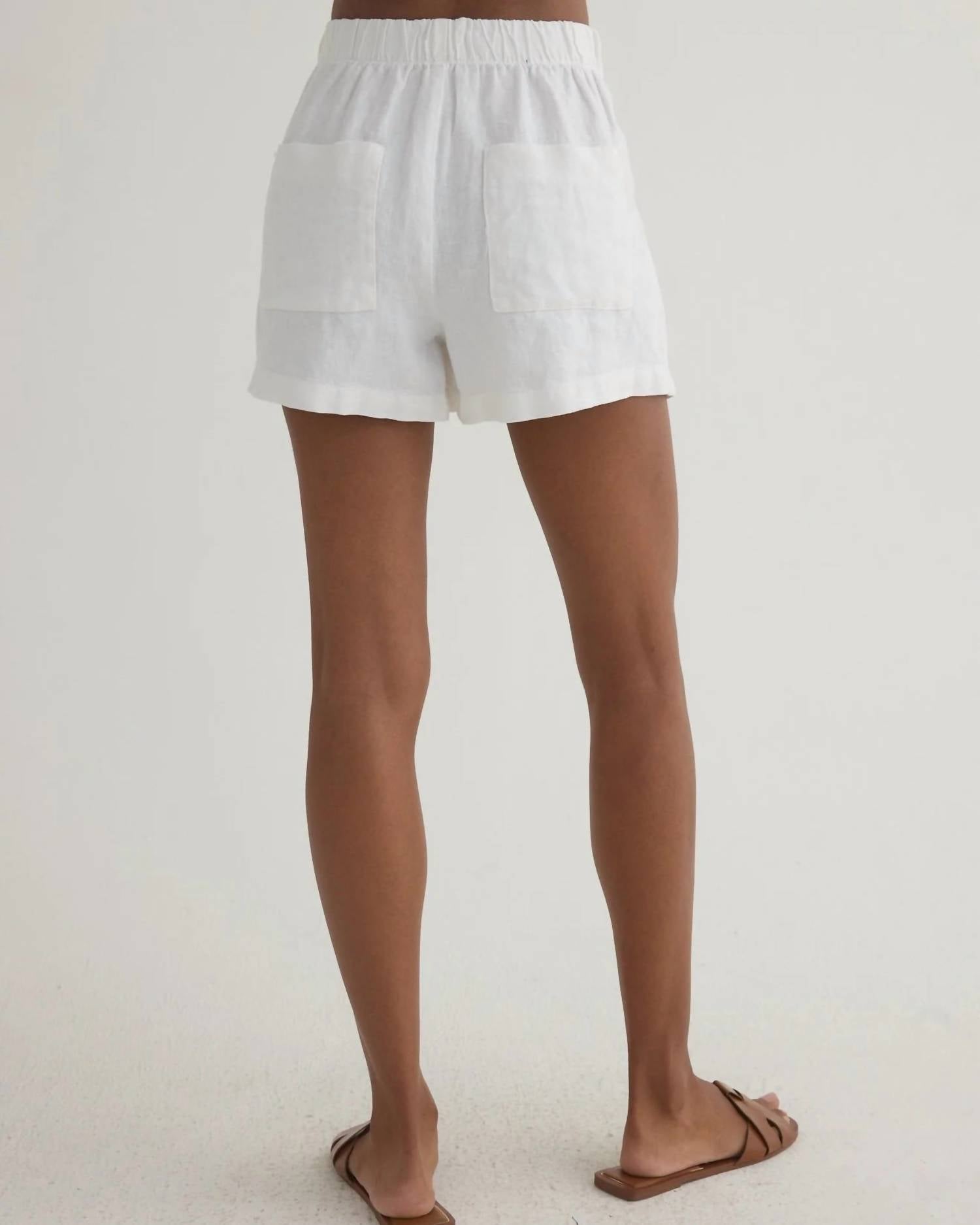 Bella Dahl Pleated Shorts in white - women's shorts - alternate view