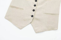 Sweetkama - Tailored V-neck Vest & Shorts Set